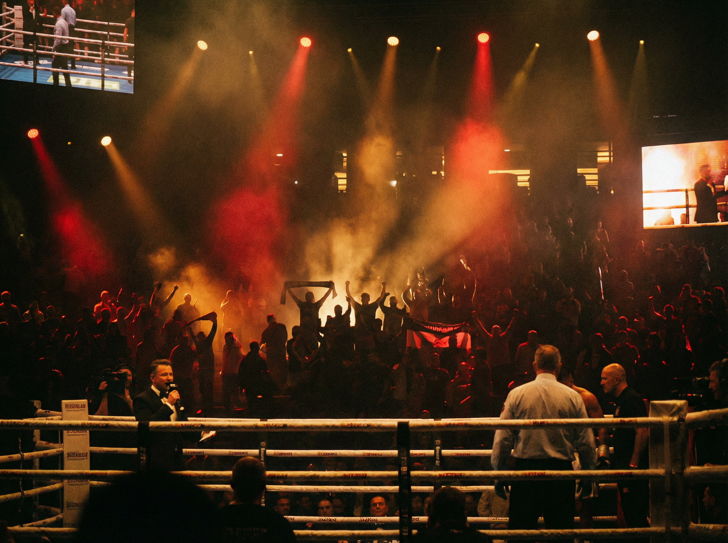 皇冠娱乐 - 拳击赛场观众欢呼